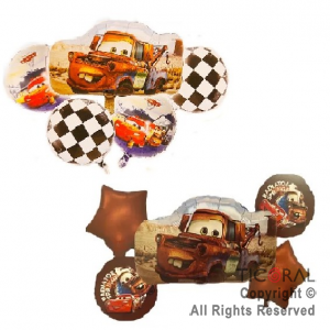 SET DE GLOBOS METALIZADO CARS MATE 5 UNIDADES X 1